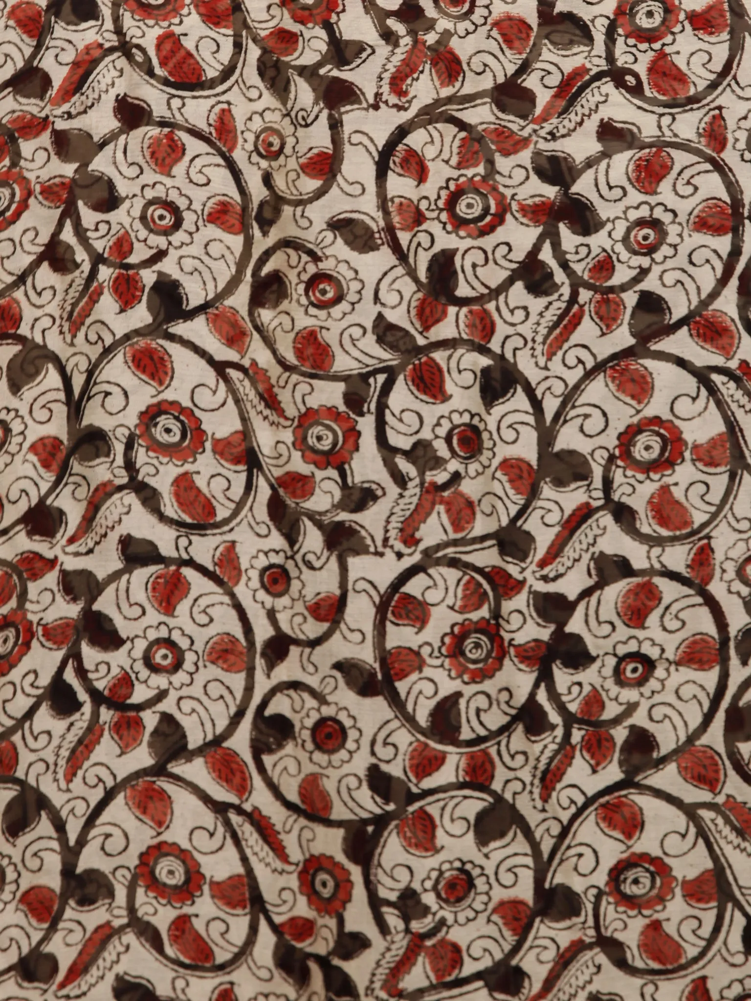 Ivory Black Maroon Hand Block Printed Chiffon Saree with Zari Border - S031703258