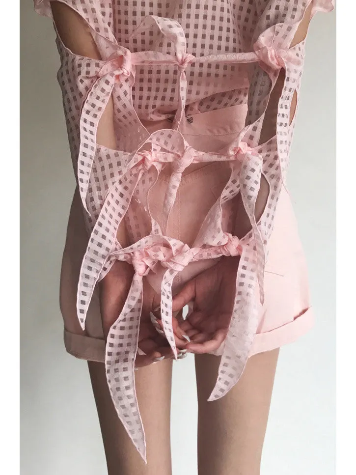 Kahle Handkerchief Sleeve Button Down, Pink