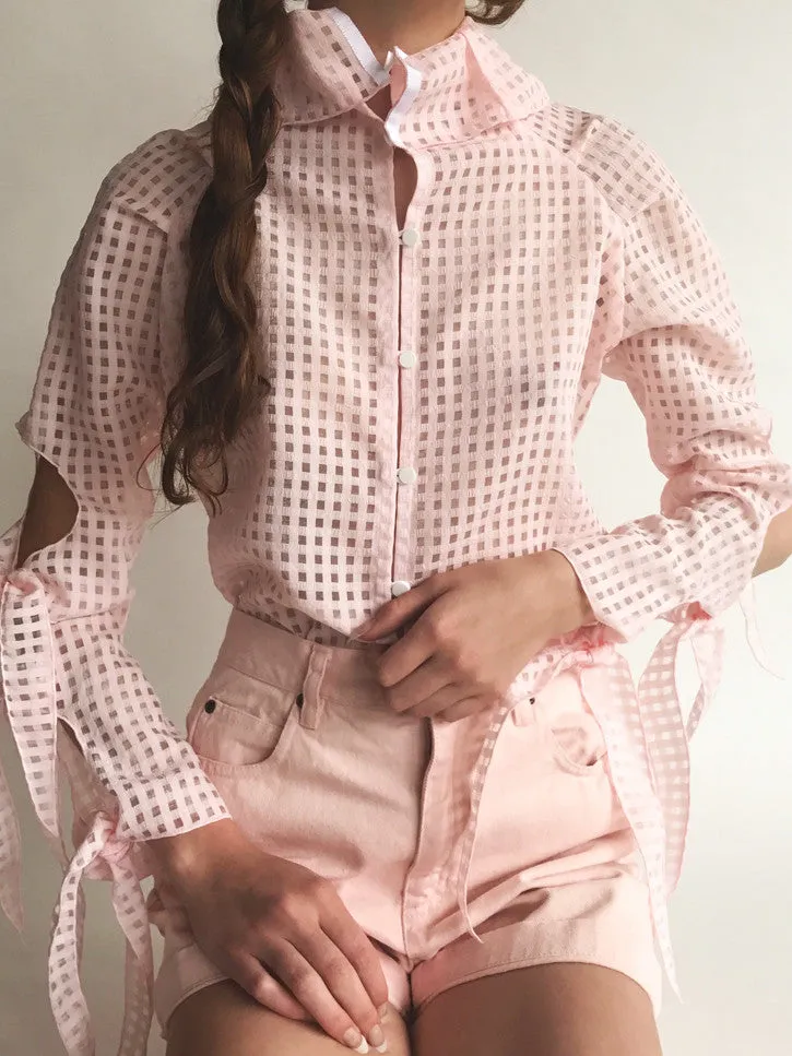 Kahle Handkerchief Sleeve Button Down, Pink