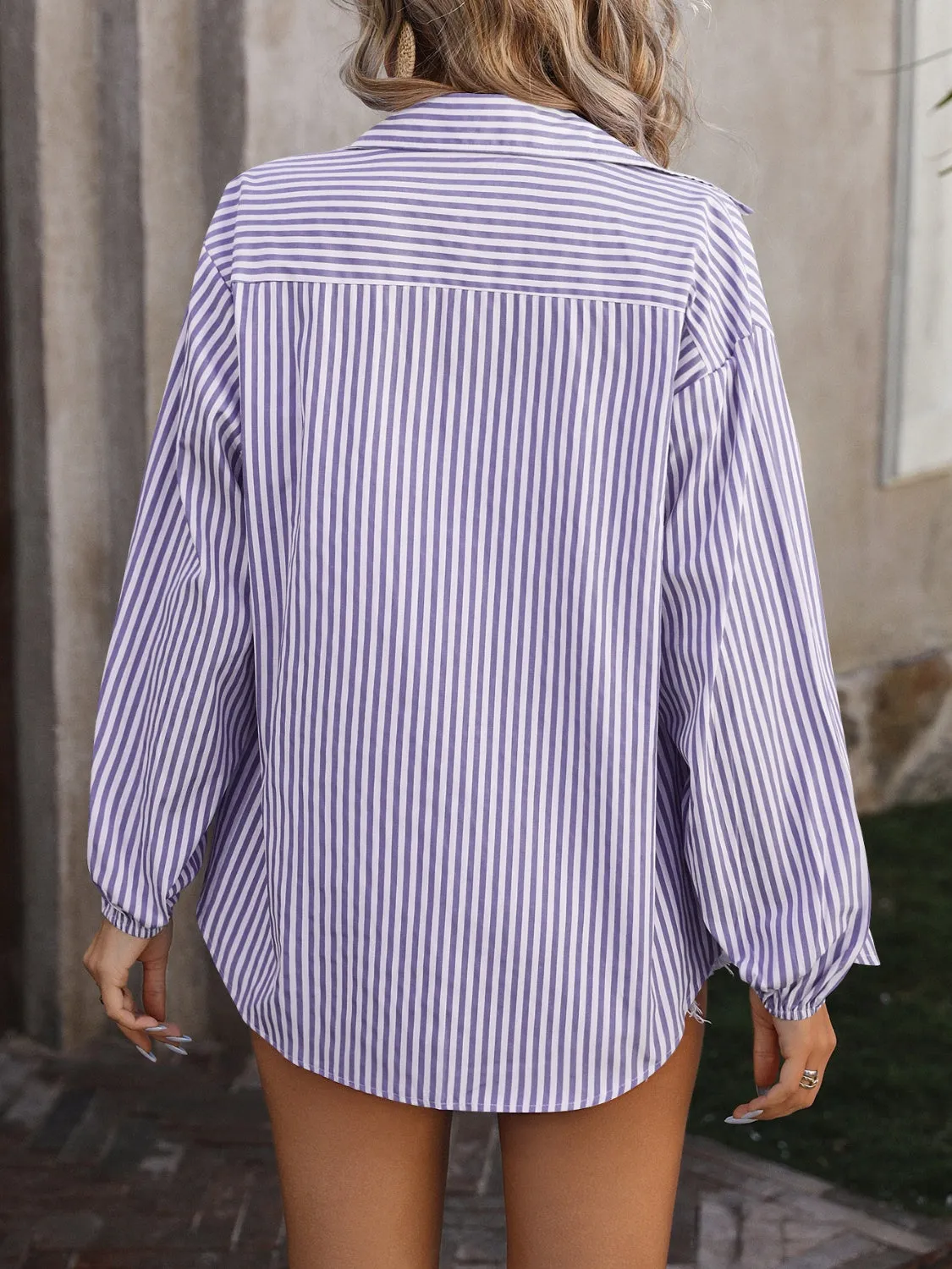 Liberty Striped Pocketed Button Up Long Sleeve Shirt