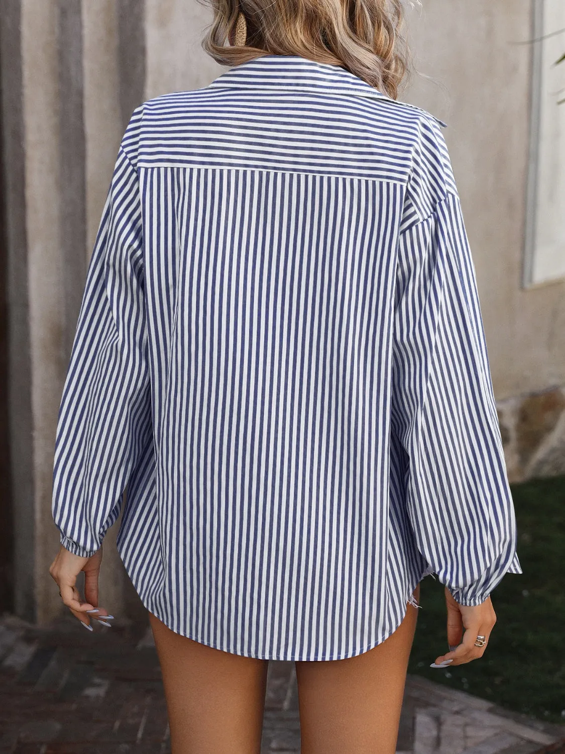 Liberty Striped Pocketed Button Up Long Sleeve Shirt