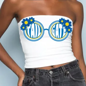 Light Blue & Yellow Sunglasses Tube Top
