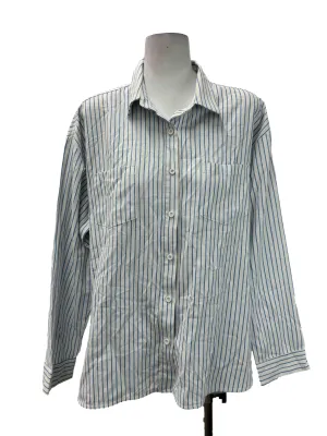 Light Blue Stripes Button Top