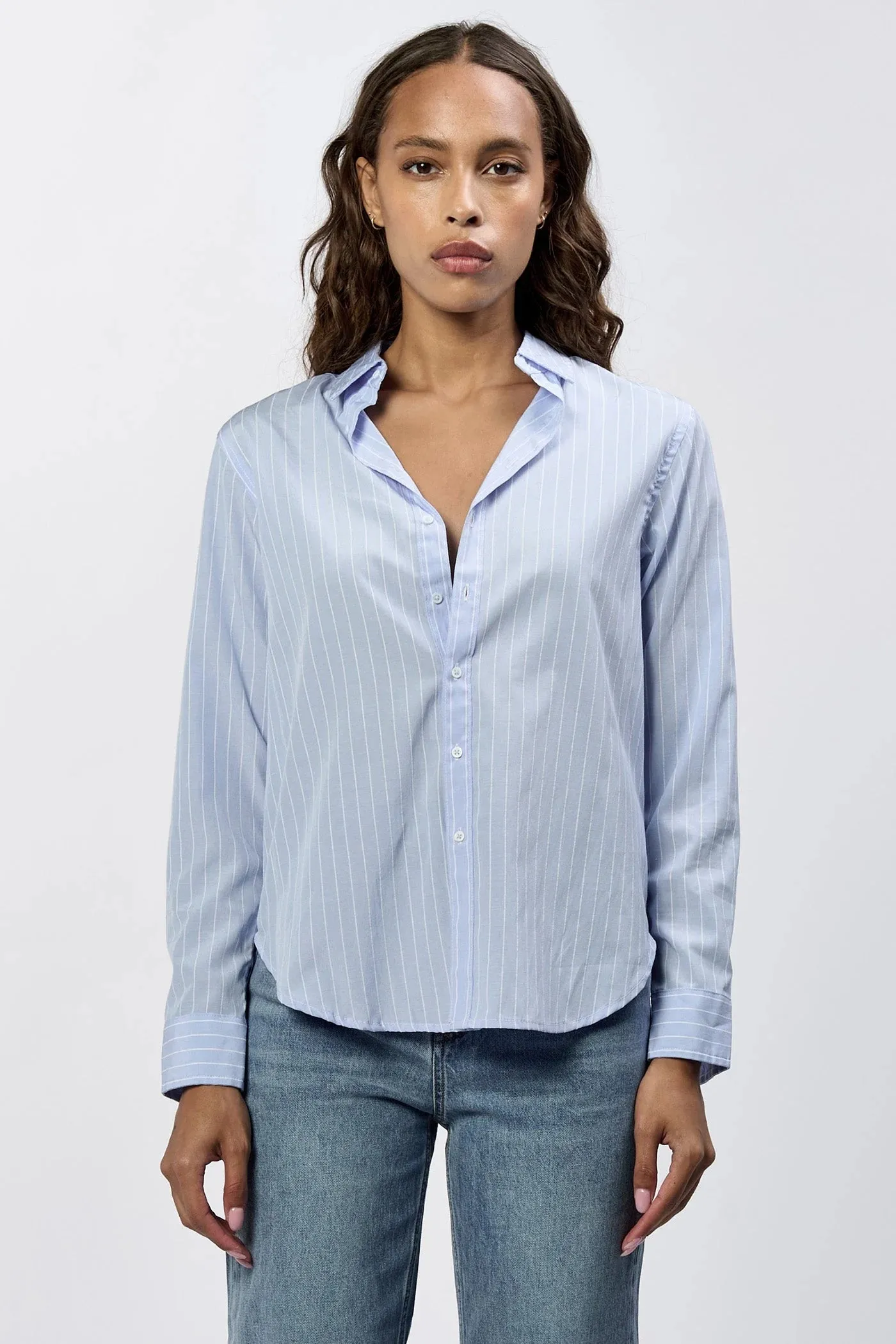 Lolita Button Up Long Sleeve - Skyway Stripe