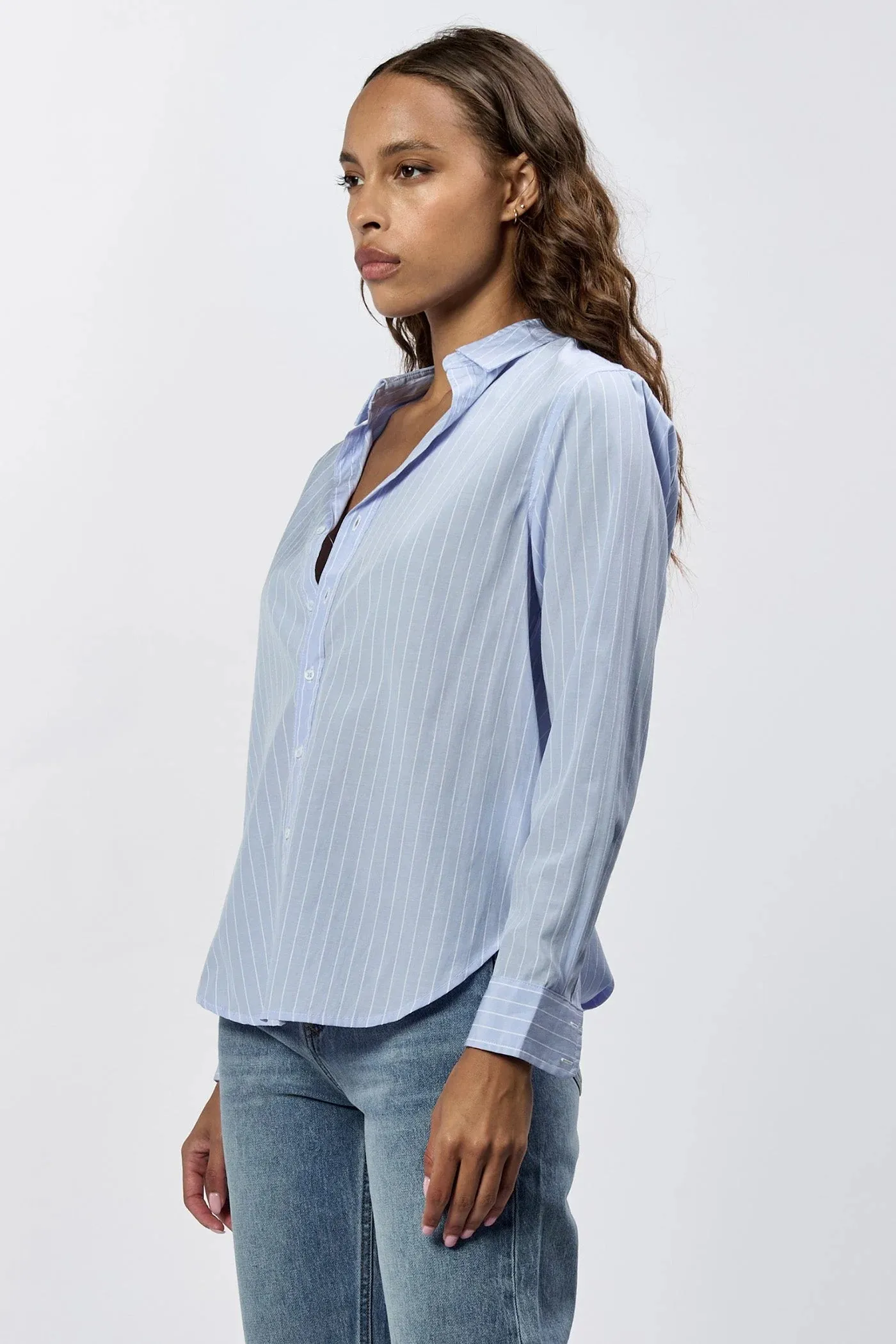 Lolita Button Up Long Sleeve - Skyway Stripe