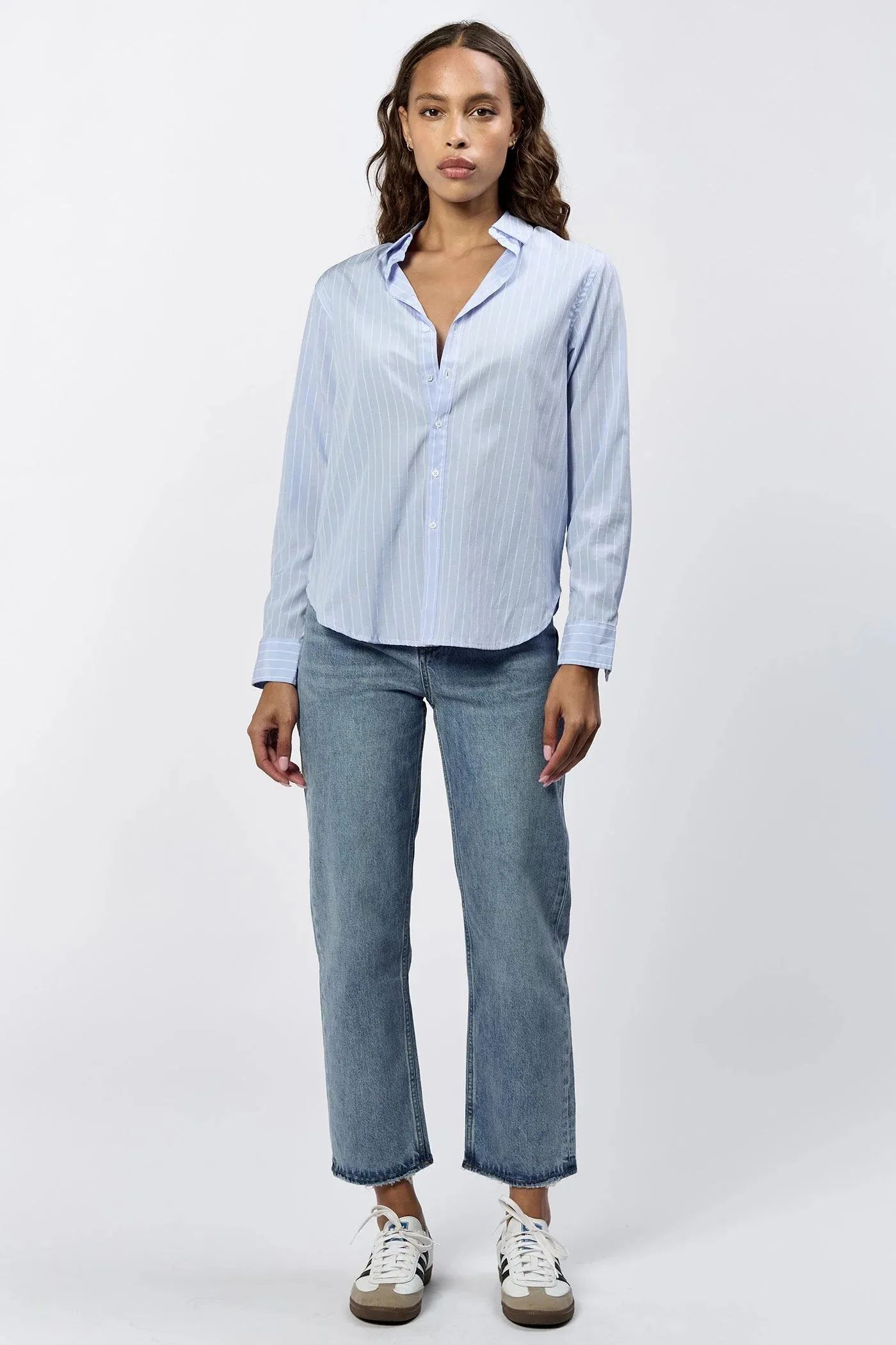 Lolita Button Up Long Sleeve - Skyway Stripe
