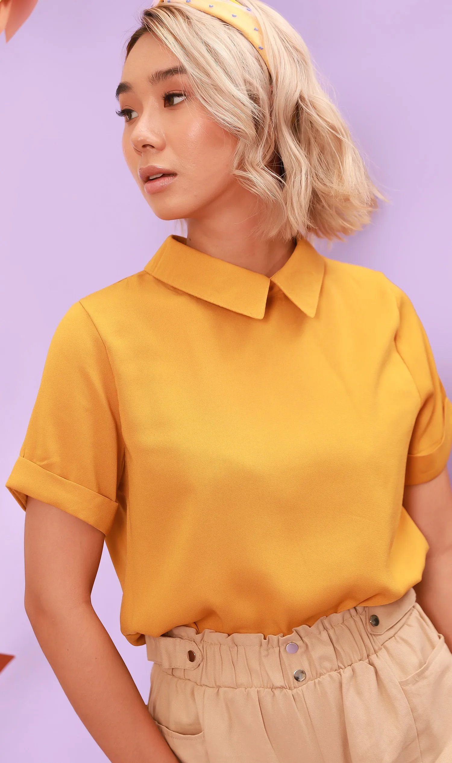 MADDIE Flat-Collar Top (Canary)