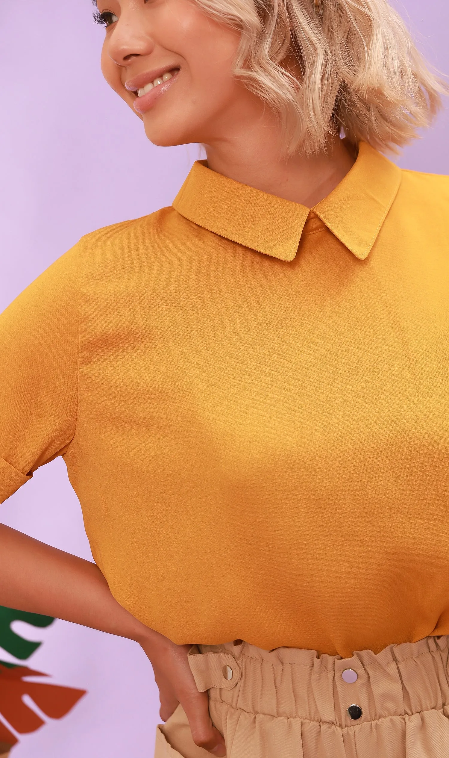 MADDIE Flat-Collar Top (Canary)