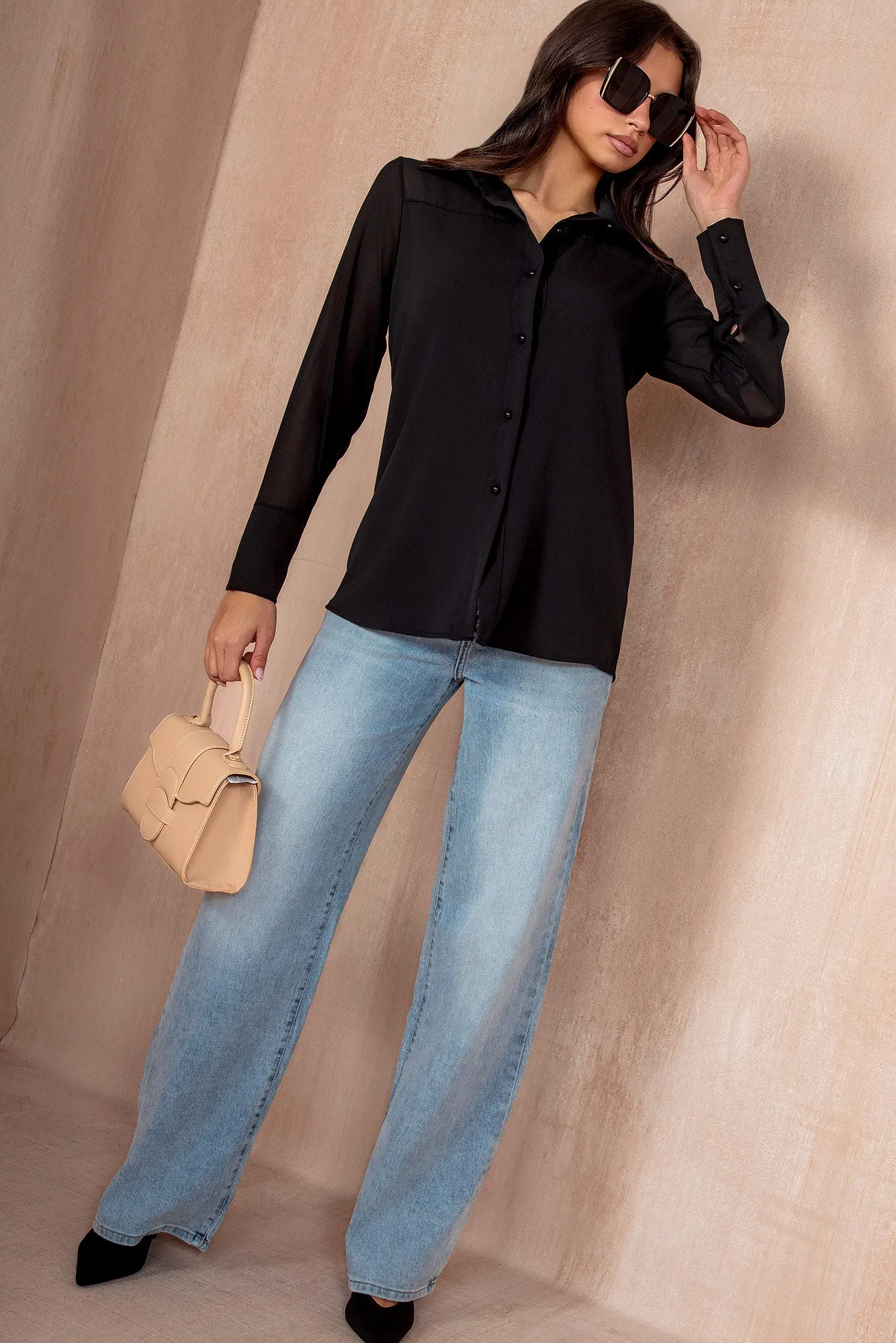 Maeve Black Chiffon Shirt