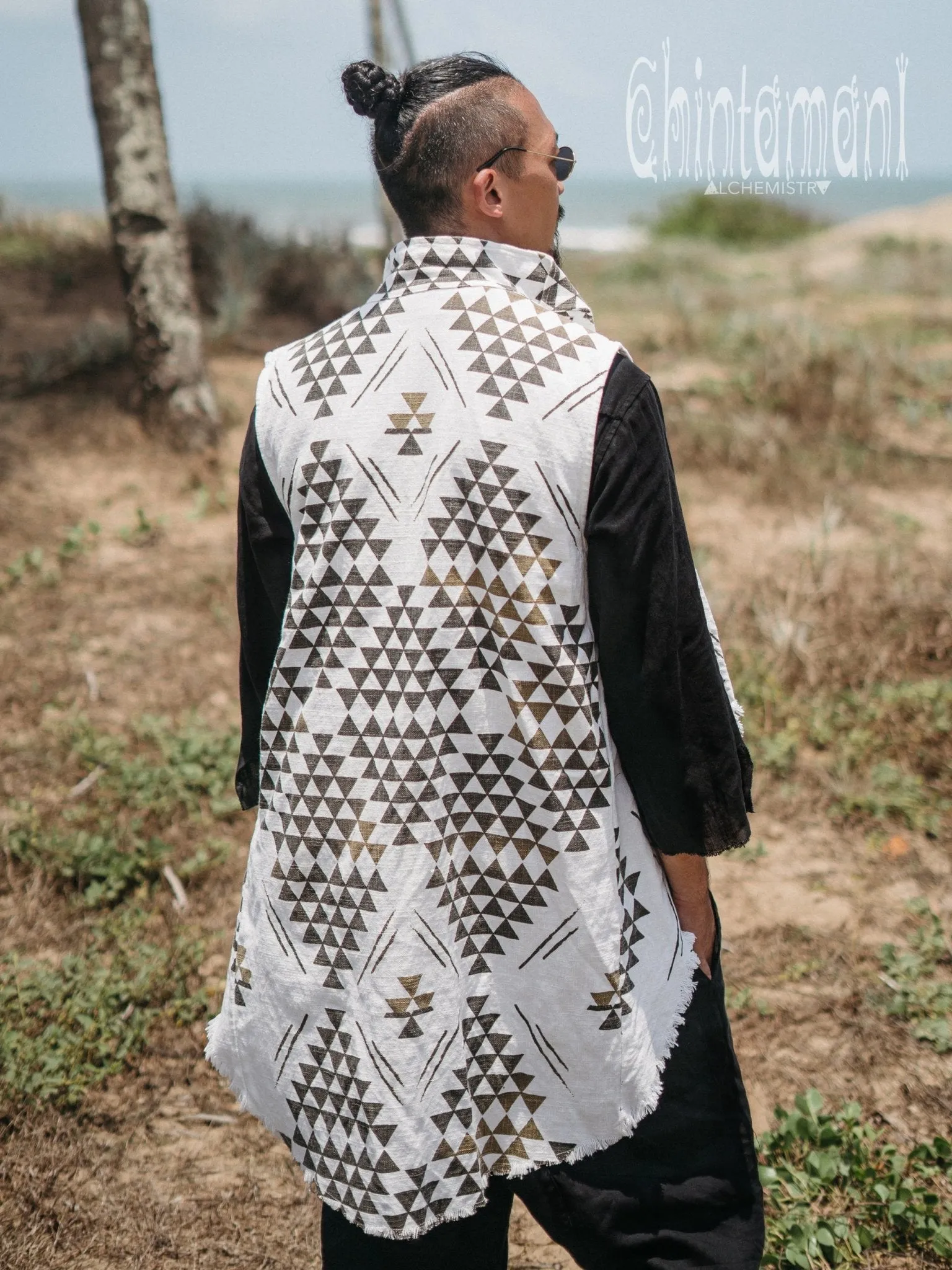 Mens Vest Jacket / Black & White