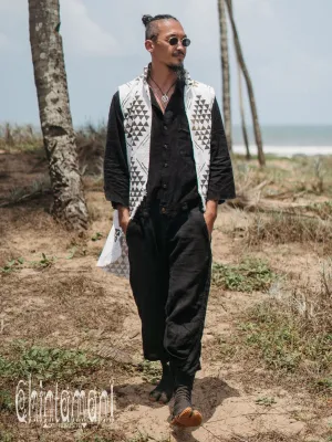 Mens Vest Jacket / Black & White