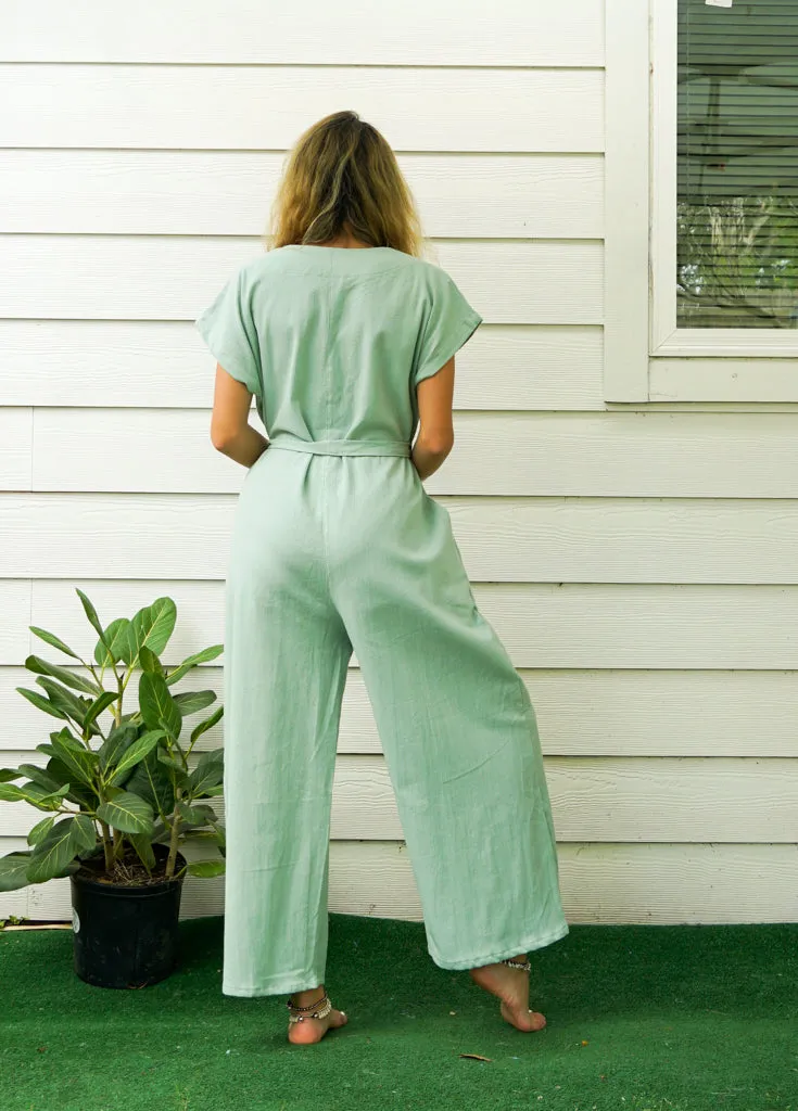 Mint Organic Cotton Jumpsuits with Pockets