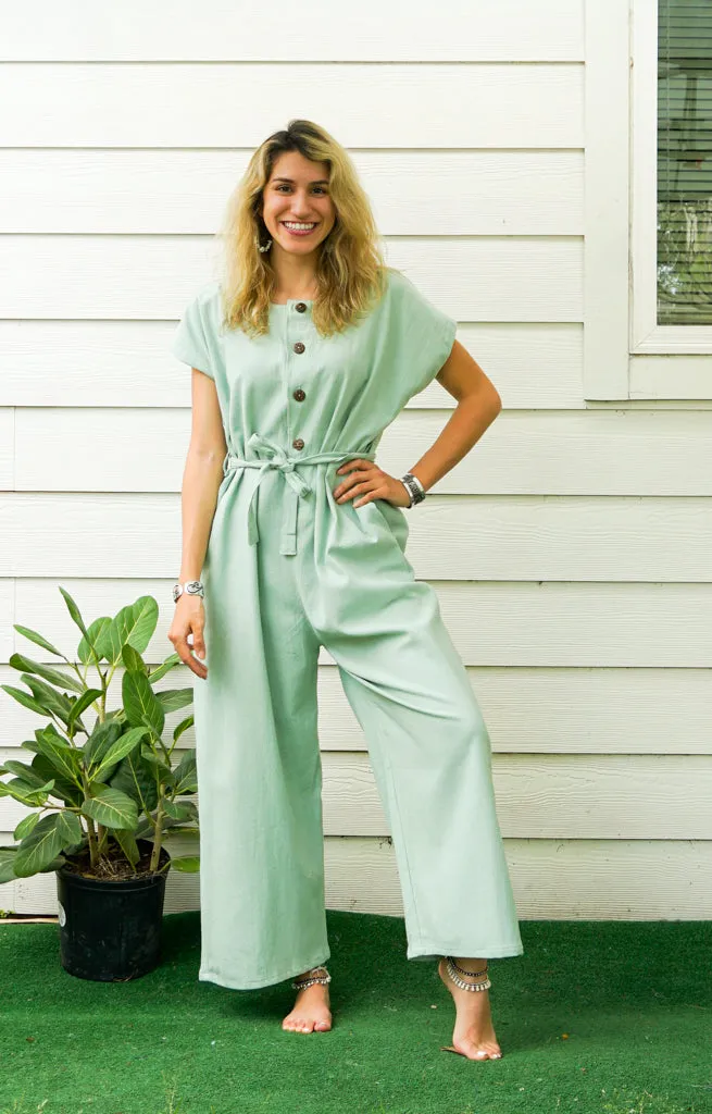 Mint Organic Cotton Jumpsuits with Pockets