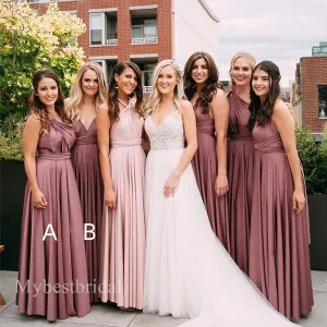 Mismatched Elegant V-neck Sleeveless A-line Bridesmaid Dressess, BDS0328
