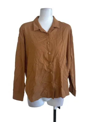 Mustard Brown Plain Button Top