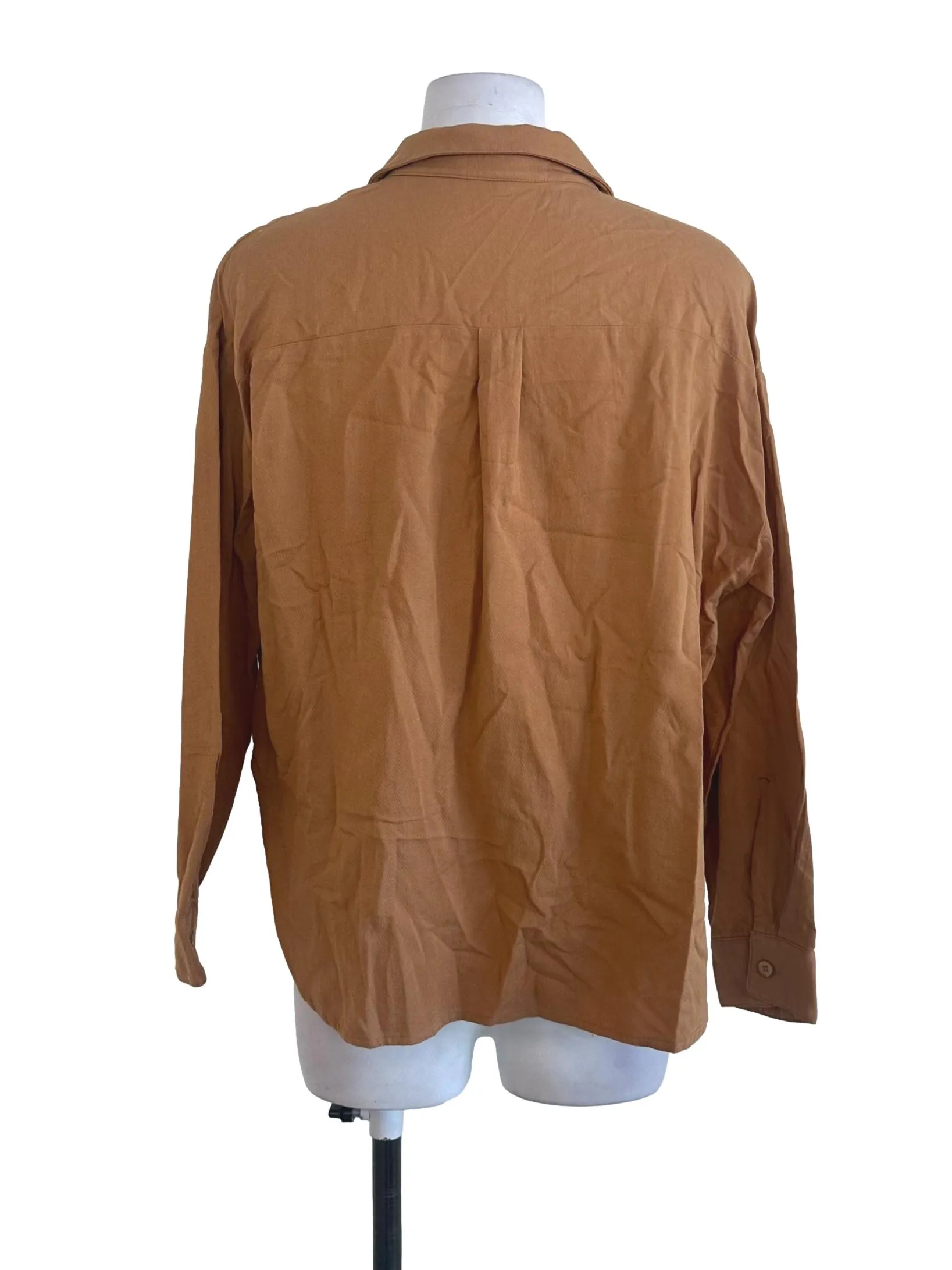 Mustard Brown Plain Button Top