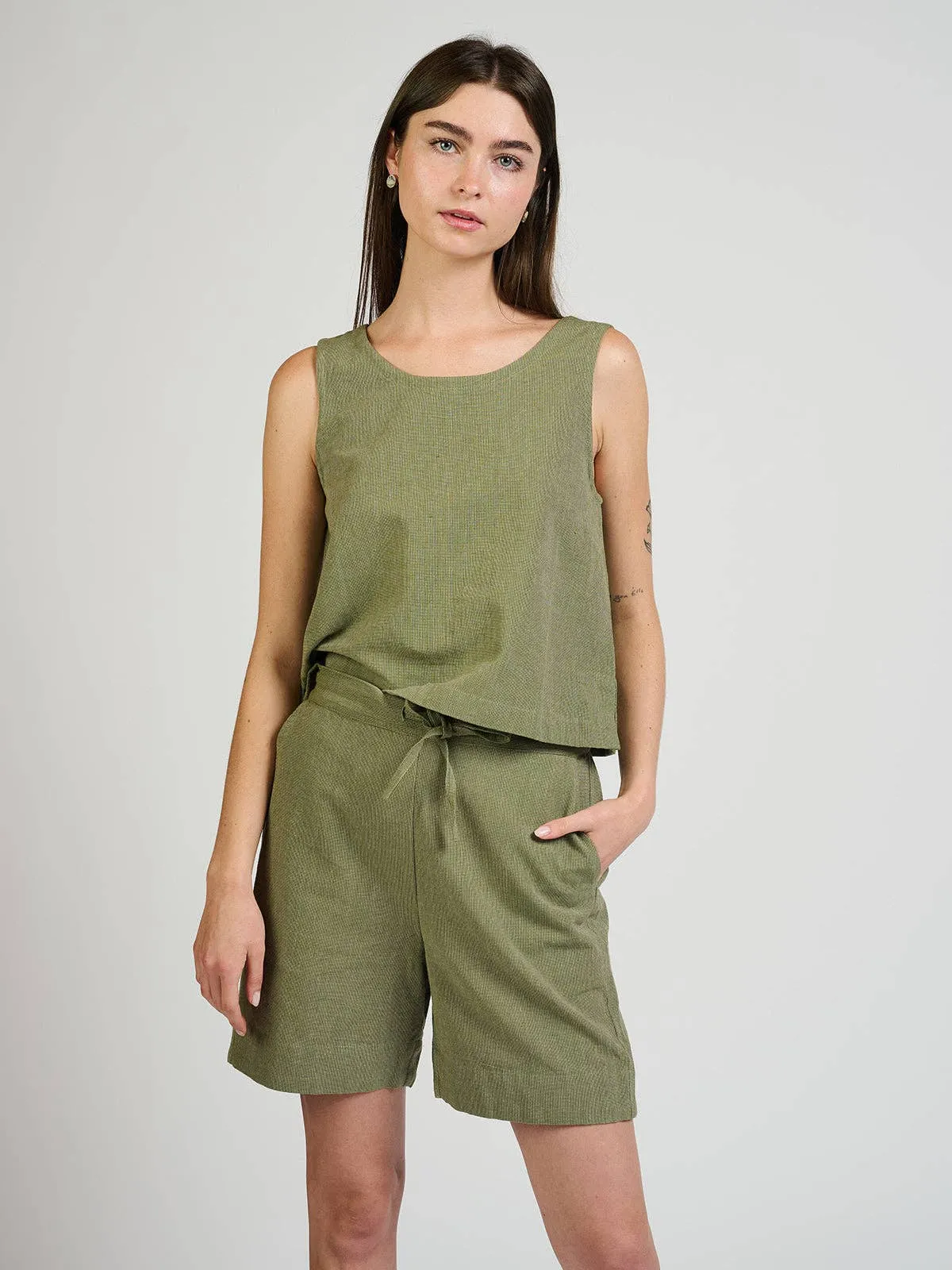 Neko Tank Olive Chambray