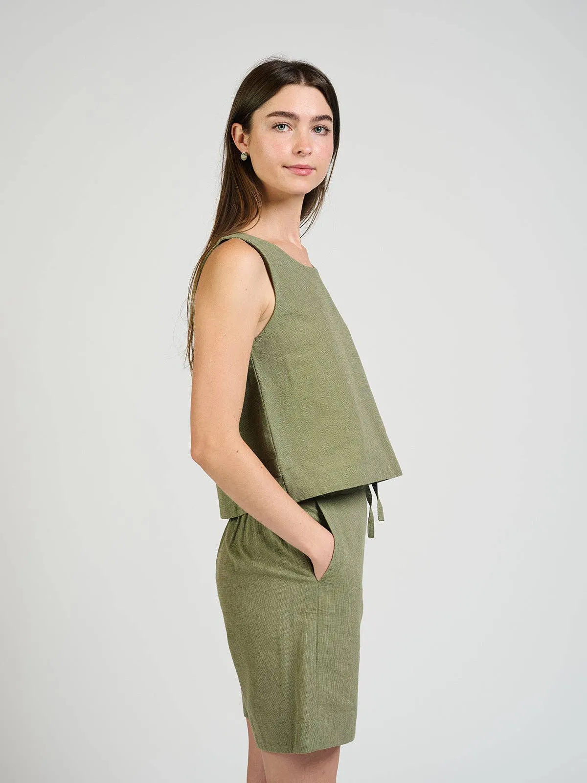 Neko Tank Olive Chambray