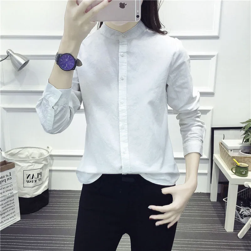 New Arrival Shirt Casual Cotton Stand Collar Solid