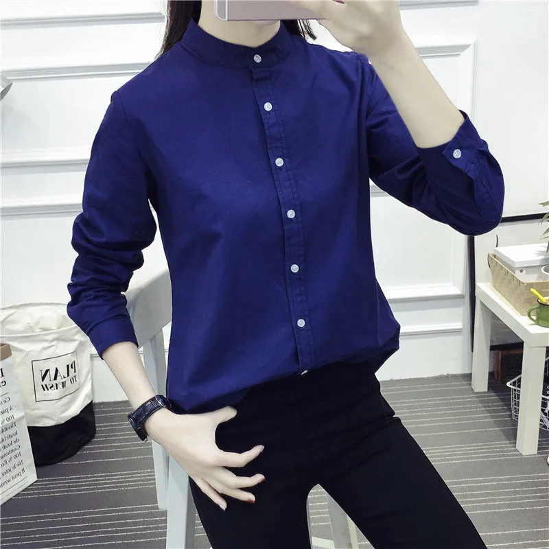New Arrival Shirt Casual Cotton Stand Collar Solid