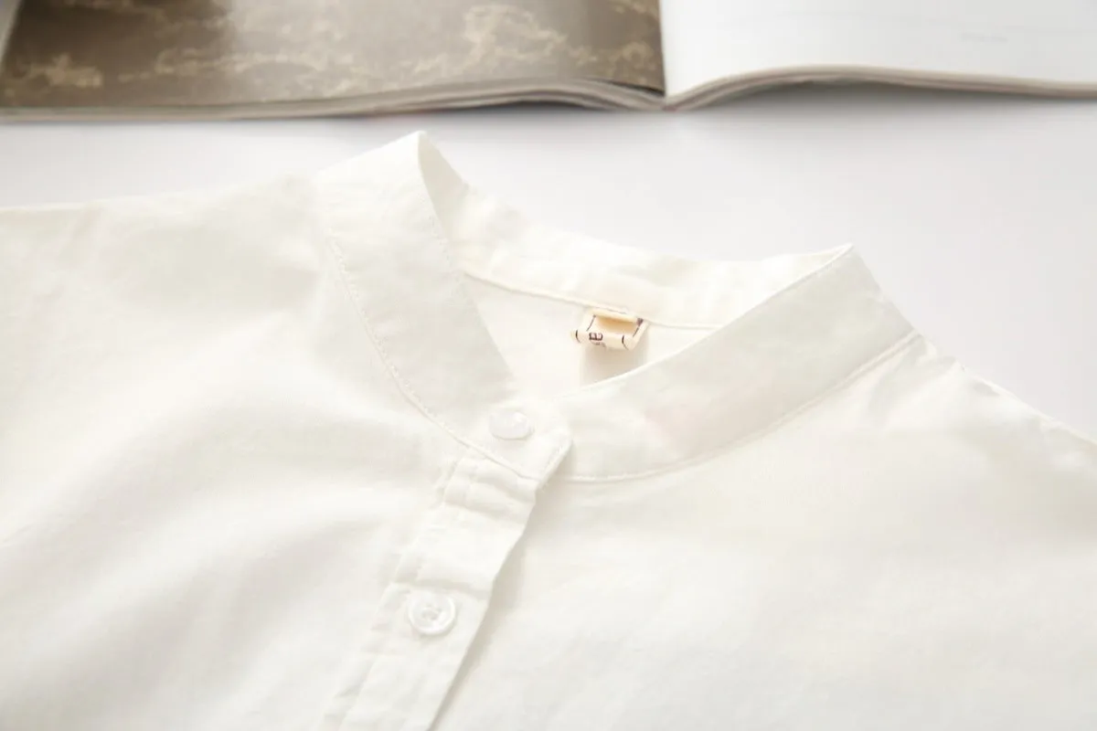 New Arrival Shirt Casual Cotton Stand Collar Solid
