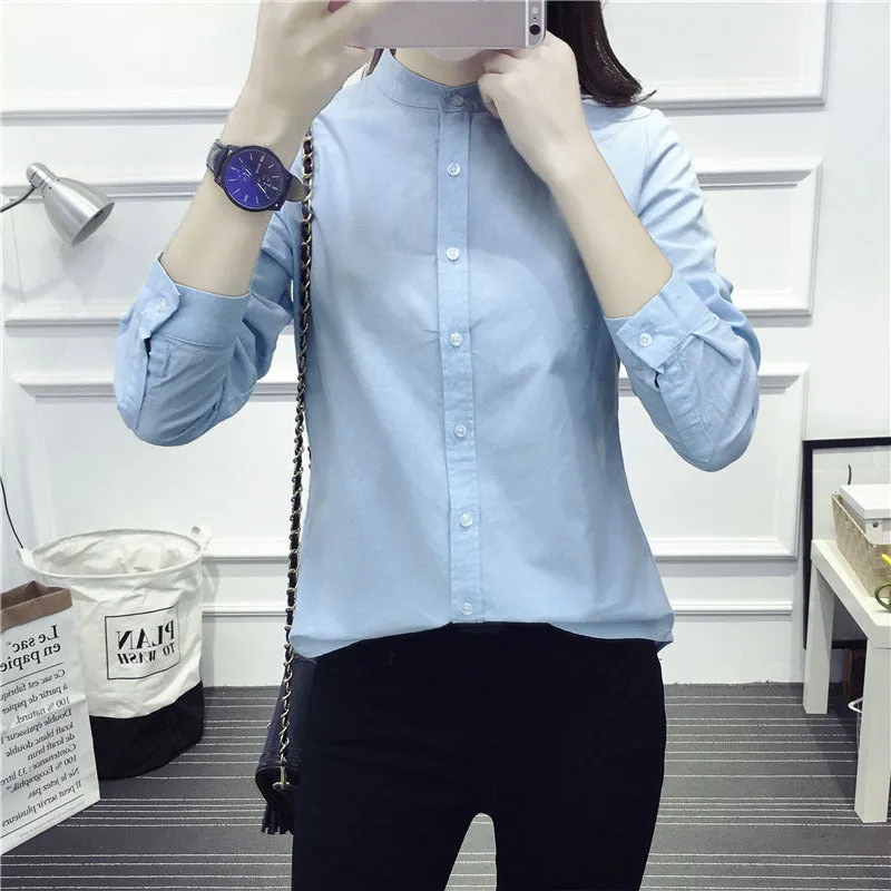New Arrival Shirt Casual Cotton Stand Collar Solid