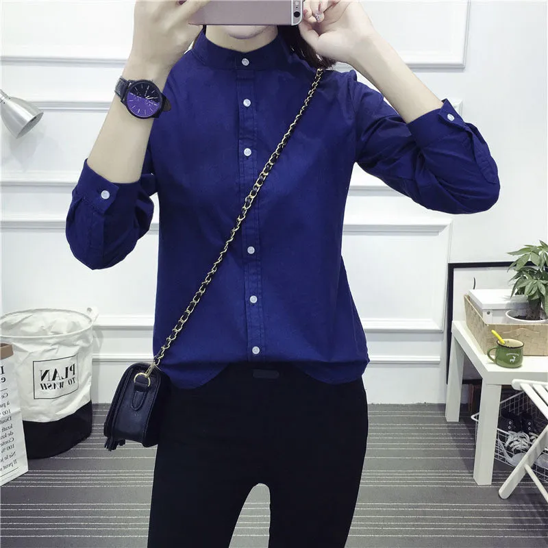 New Arrival Shirt Casual Cotton Stand Collar Solid
