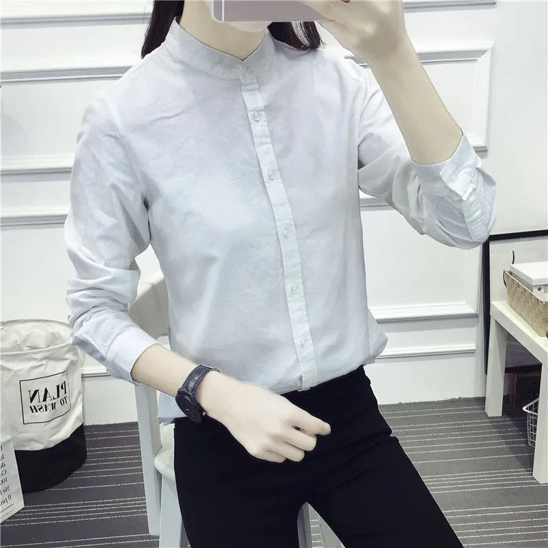New Arrival Shirt Casual Cotton Stand Collar Solid
