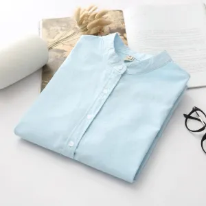 New Arrival Shirt Casual Cotton Stand Collar Solid