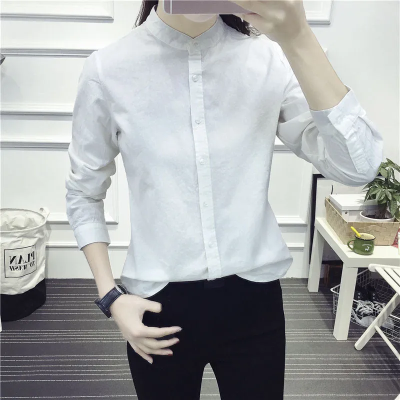 New Arrival Shirt Casual Cotton Stand Collar Solid