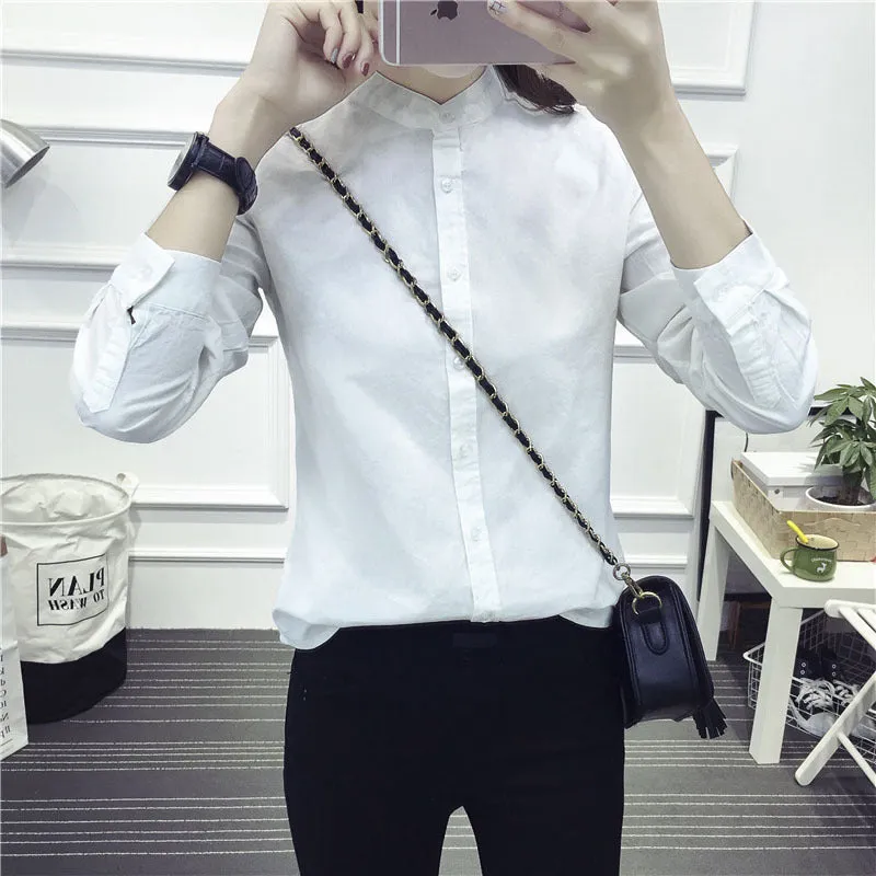 New Arrival Shirt Casual Cotton Stand Collar Solid