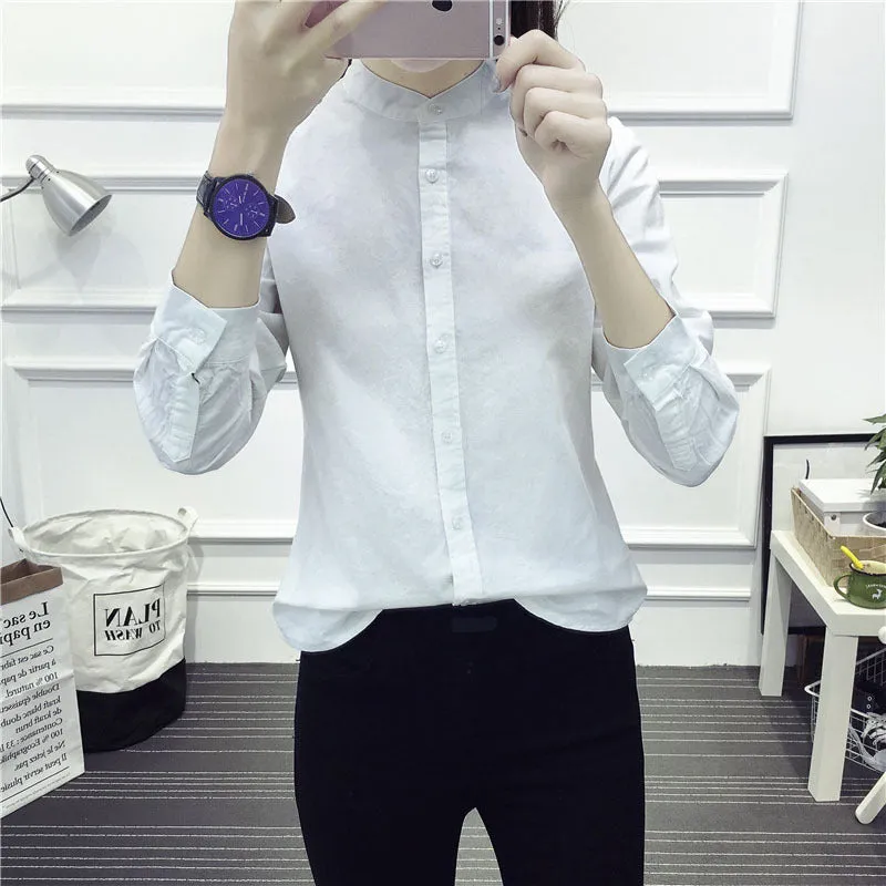 New Arrival Shirt Casual Cotton Stand Collar Solid