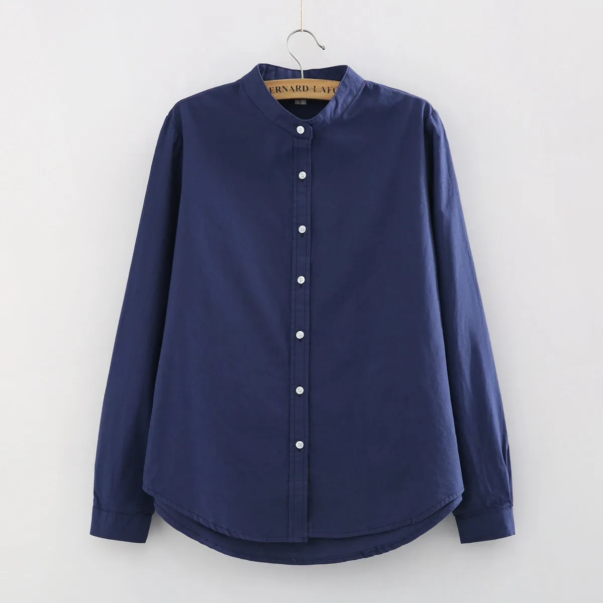 New Arrival Shirt Casual Cotton Stand Collar Solid