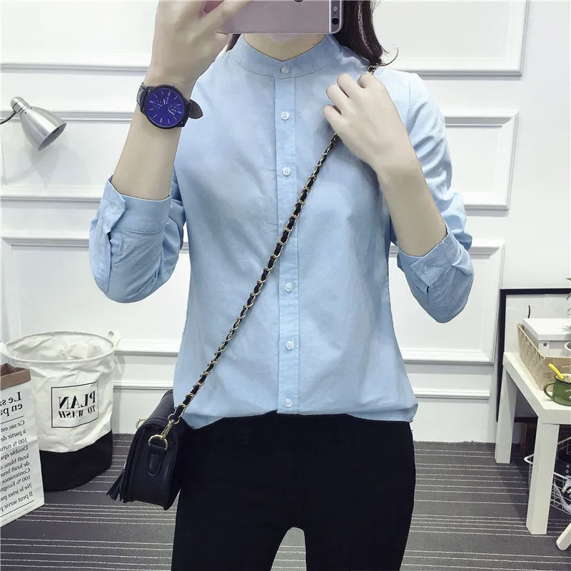 New Arrival Shirt Casual Cotton Stand Collar Solid