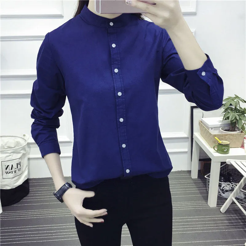 New Arrival Shirt Casual Cotton Stand Collar Solid