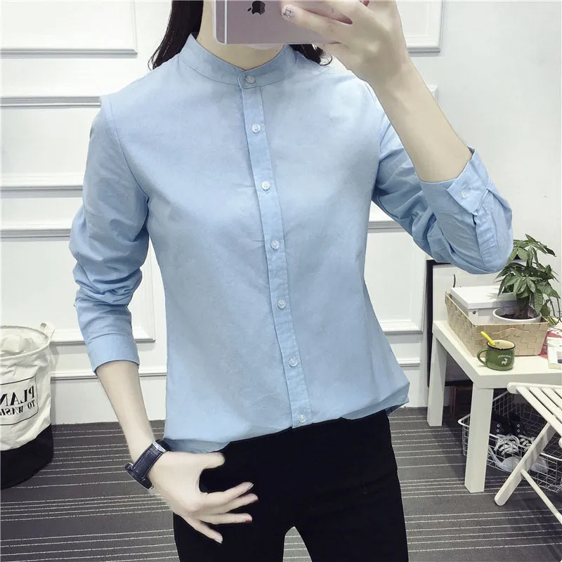 New Arrival Shirt Casual Cotton Stand Collar Solid