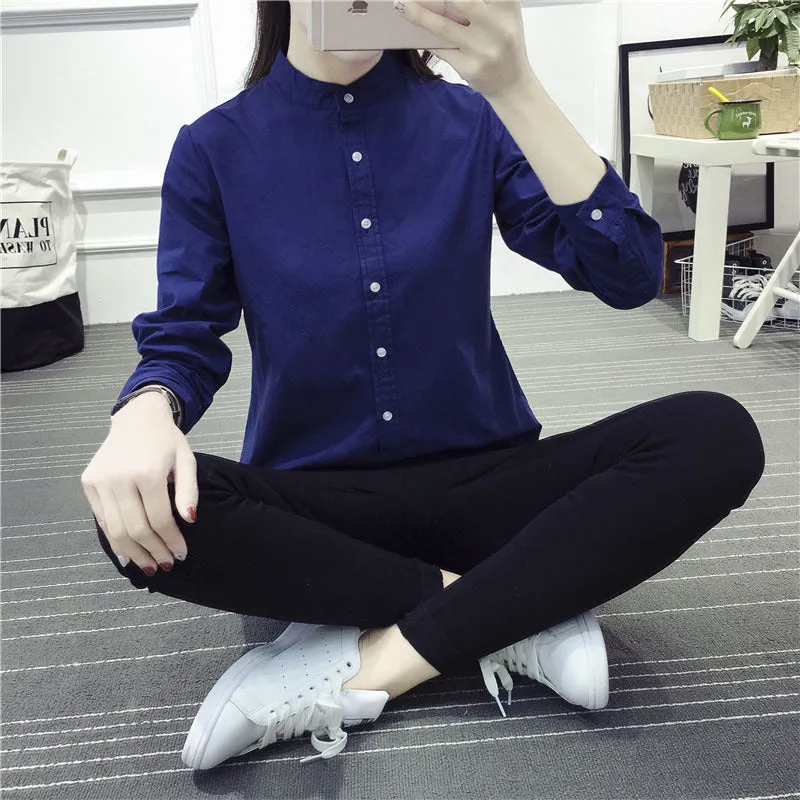 New Arrival Shirt Casual Cotton Stand Collar Solid