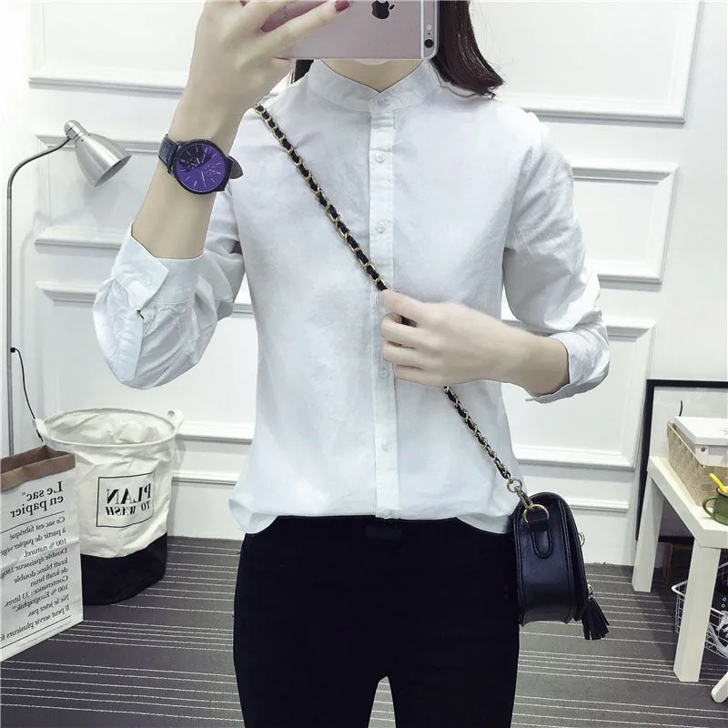 New Arrival Shirt Casual Cotton Stand Collar Solid