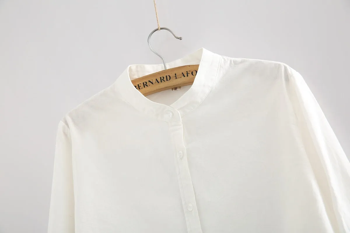 New Arrival Shirt Casual Cotton Stand Collar Solid