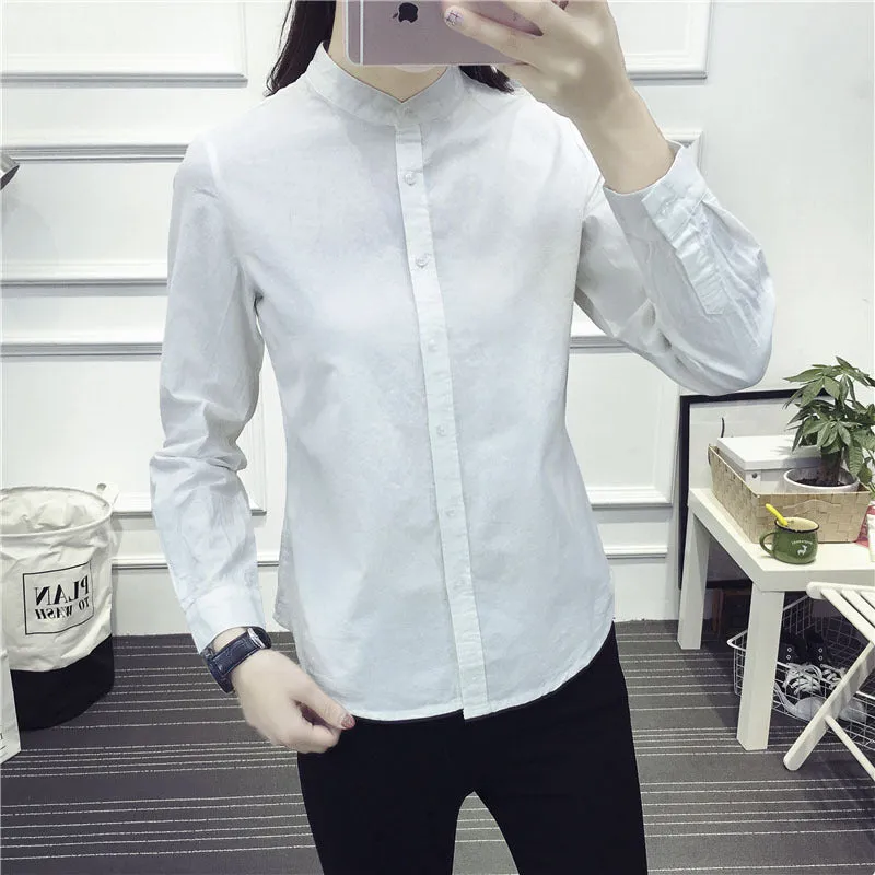 New Arrival Shirt Casual Cotton Stand Collar Solid