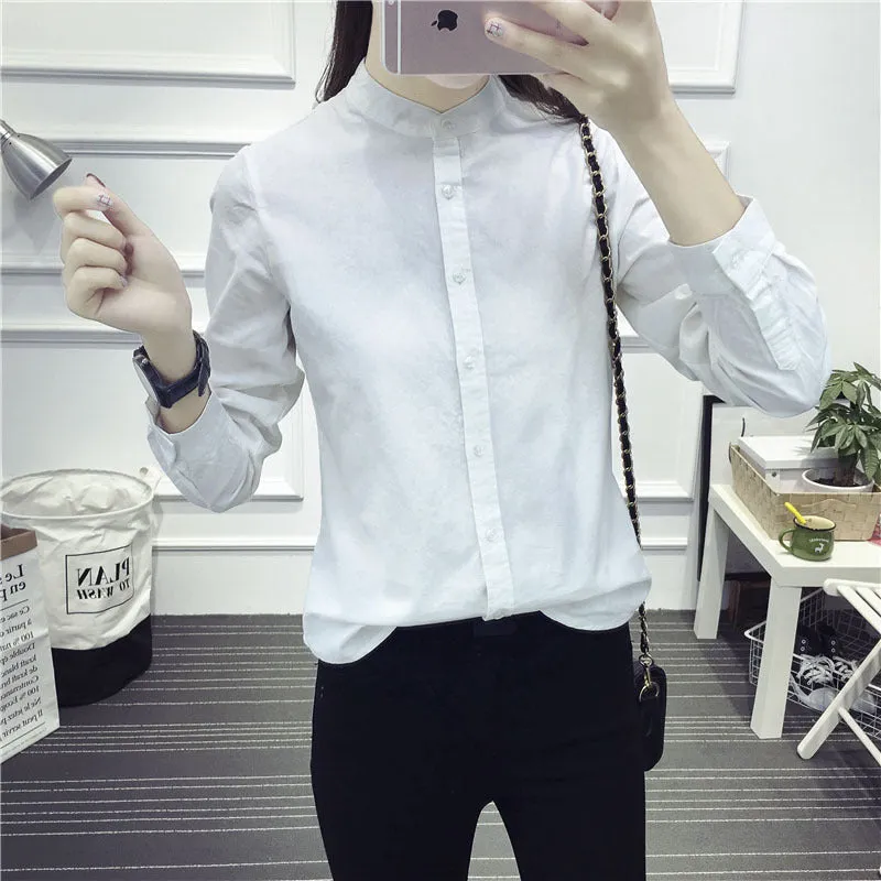 New Arrival Shirt Casual Cotton Stand Collar Solid