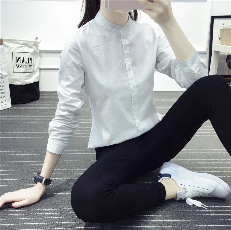 New Arrival Shirt Casual Cotton Stand Collar Solid