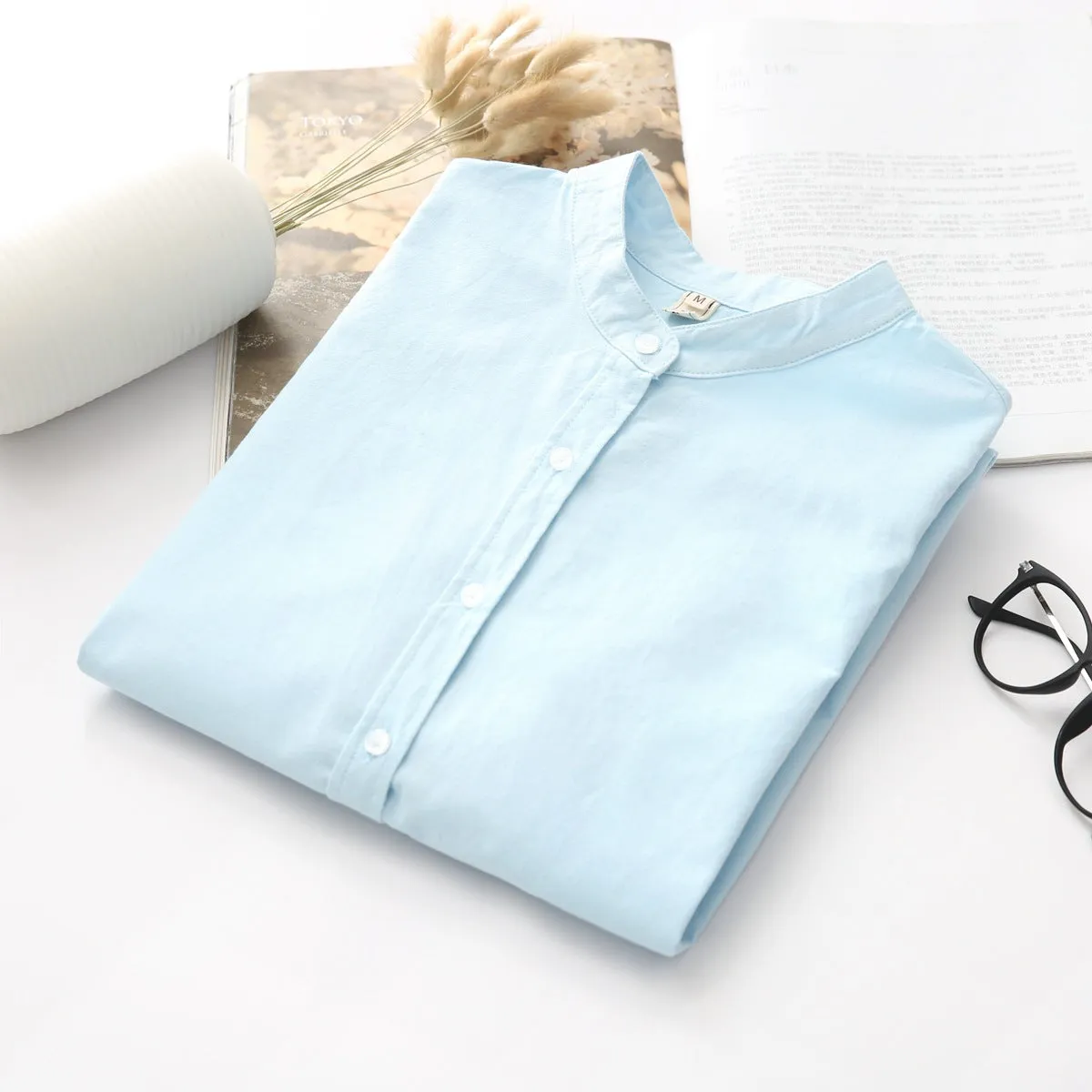 New Arrival Shirt Casual Cotton Stand Collar Solid