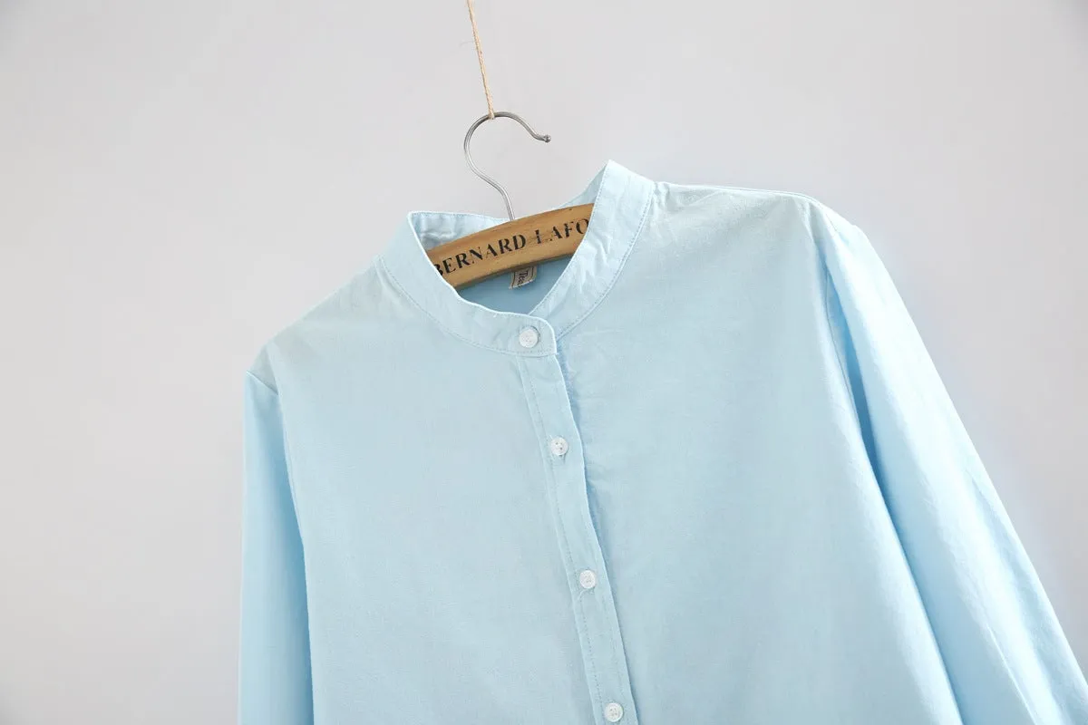 New Arrival Shirt Casual Cotton Stand Collar Solid
