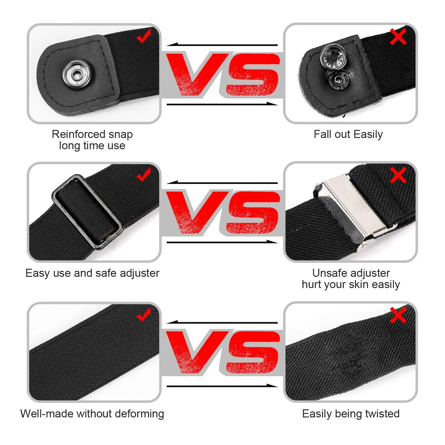No Buckle Stretch No Show Belt for Men 1.38 inches Wide, Buckless Invisible Elastic Belt for Jeans Pants
