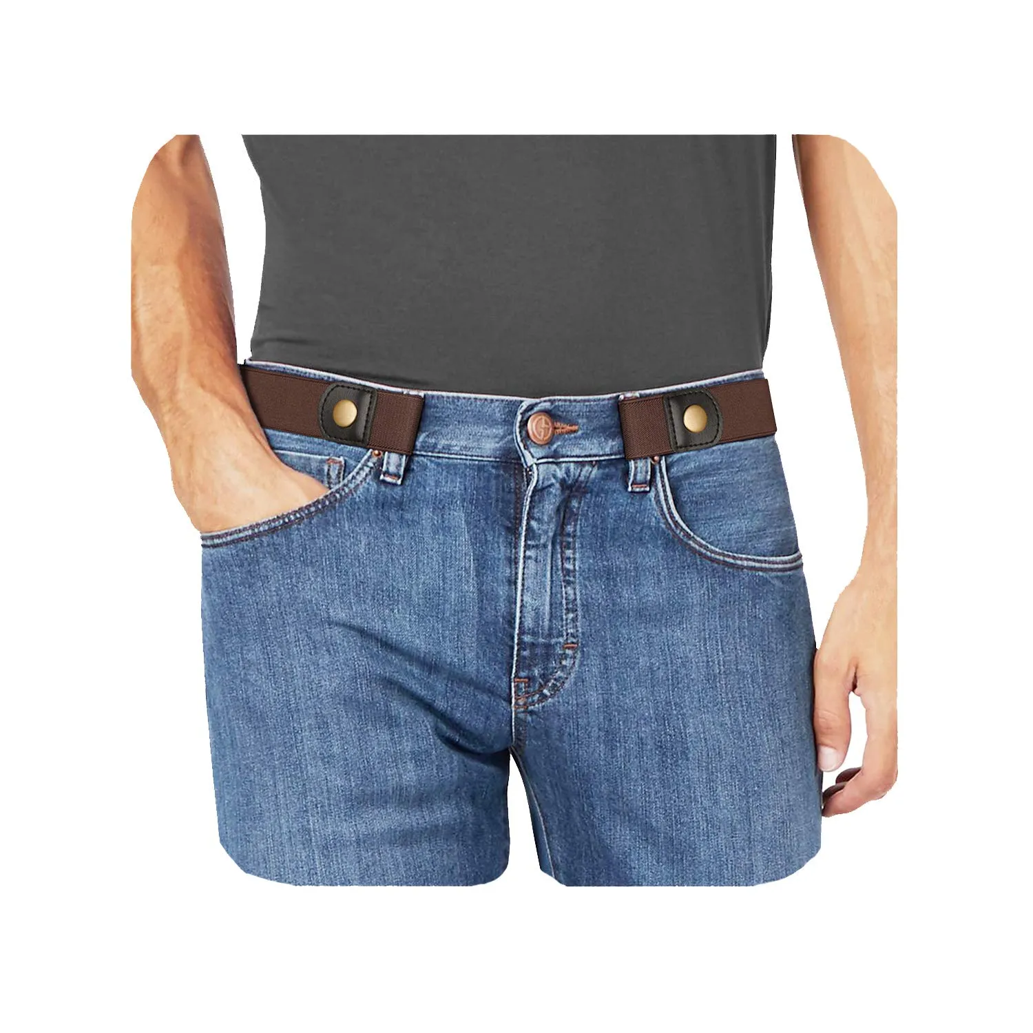 No Buckle Stretch No Show Belt for Men 1.38 inches Wide, Buckless Invisible Elastic Belt for Jeans Pants