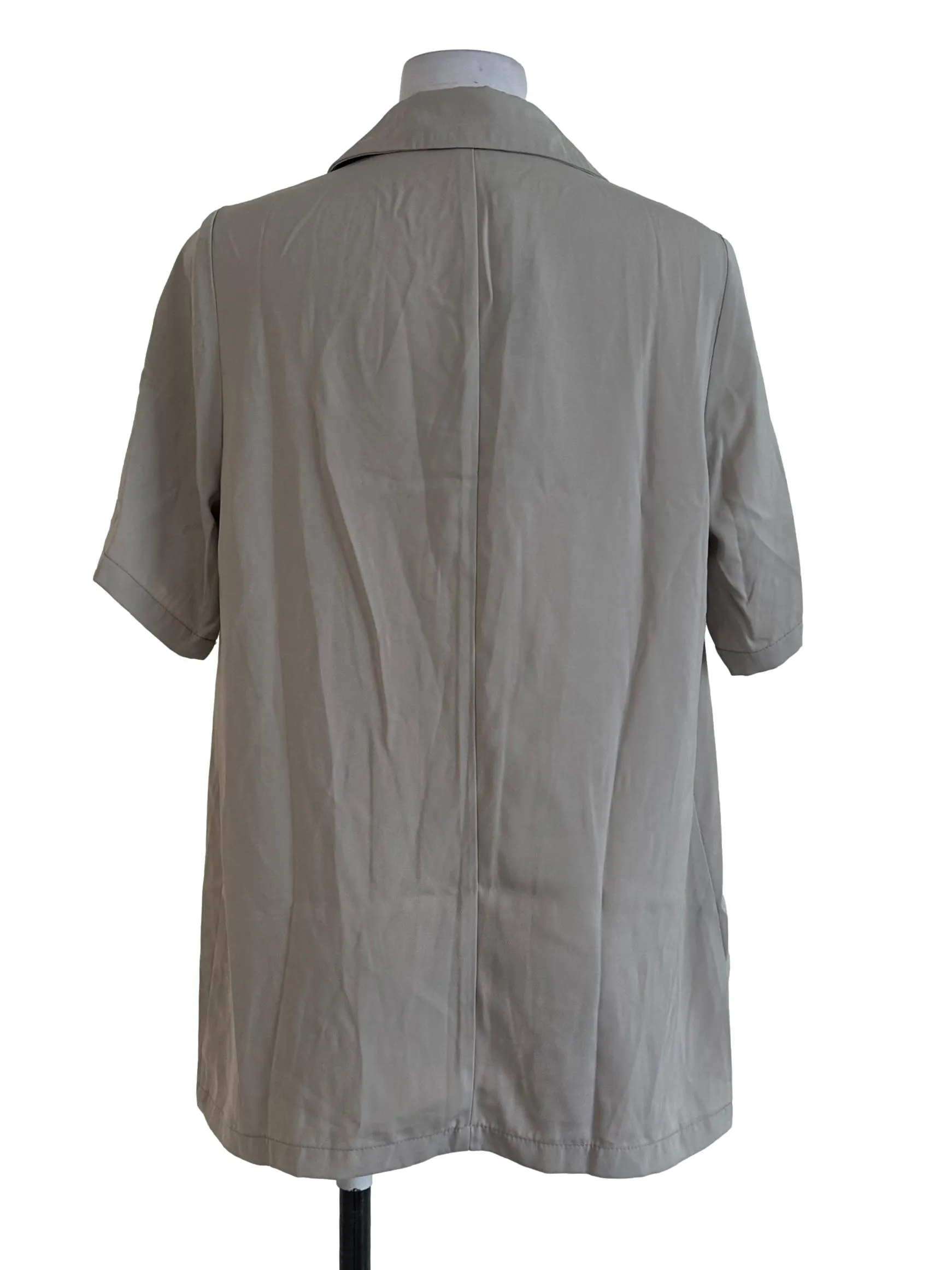 Oat Beige Plain Collar Top