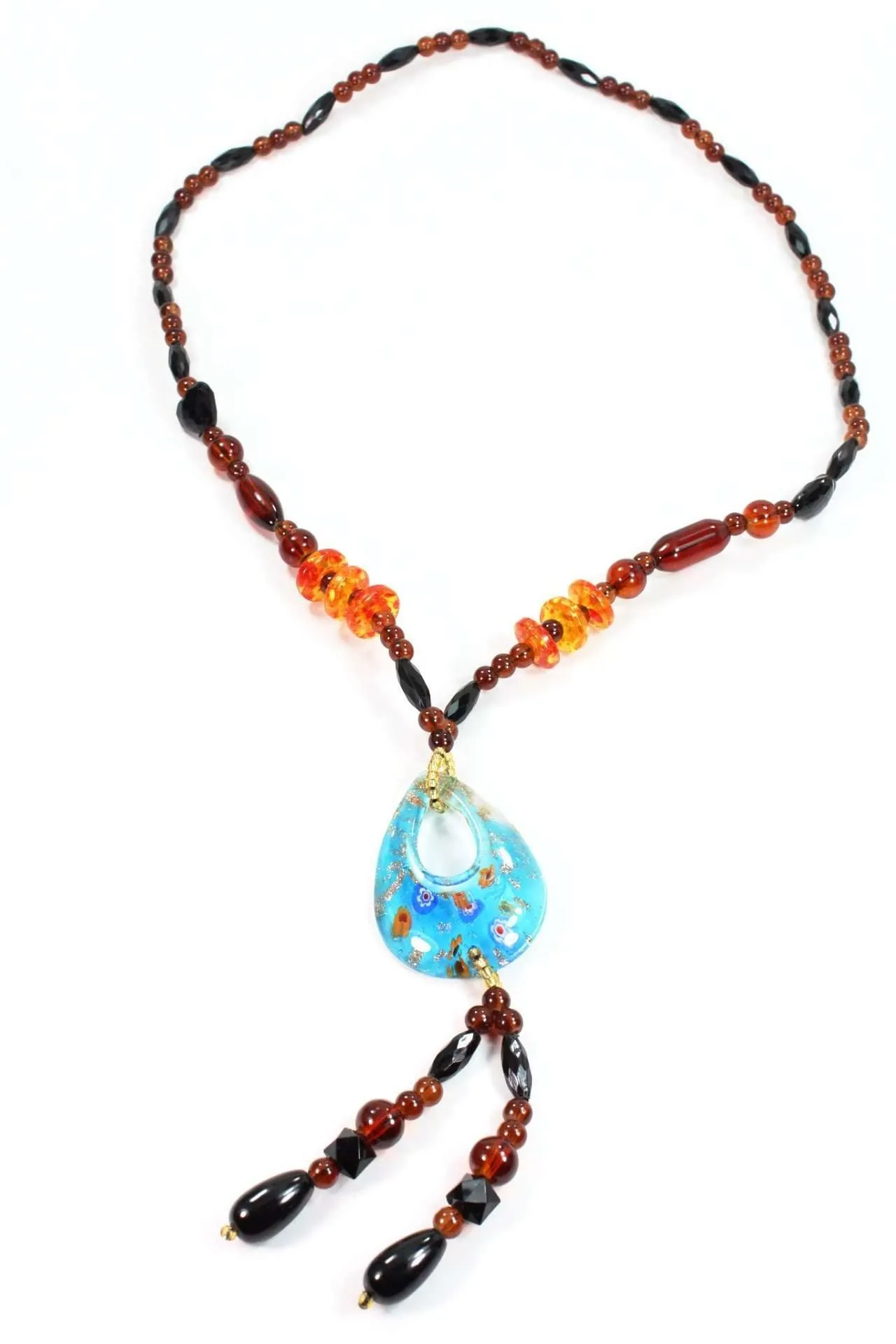 Oval Pendant Gypsy Style Shimmer Necklace