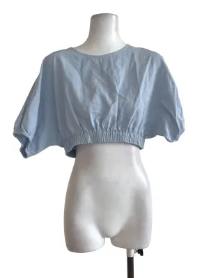 Pastel Blue Drop Shoulder Crop Top