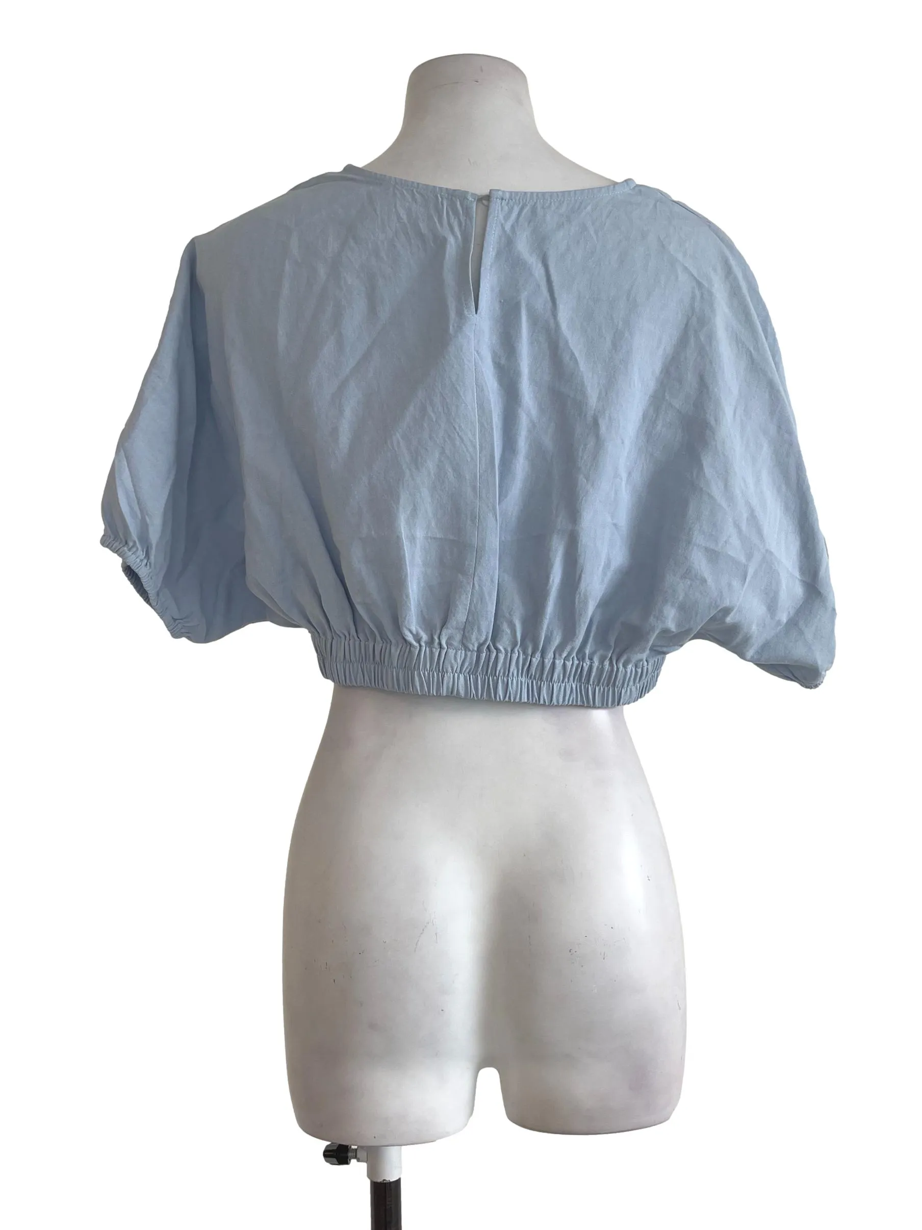 Pastel Blue Drop Shoulder Crop Top